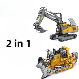 Remote Control Car 1:20 Scale Children's Toy Remote Control Car:_Excavator+Dump Truck „ÄêTwo-in-on„Äë