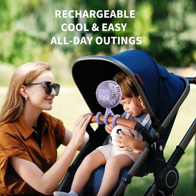 AMACOOL Battery Operated Stroller Fan Flexible Tripod Clip On Fan