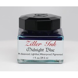 Ziller's Ink Midnight Blue Calligraphy Ink, 1oz (28ml) Jar