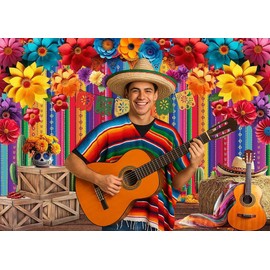 Dudaacvt 10x8ft Mexican Party Decorations Mexican Theme Backdrop Fiesta Photo Backdrop Cinco De Mayo Carnival Colorful Flags Striped Floral Banner Table Decor Background