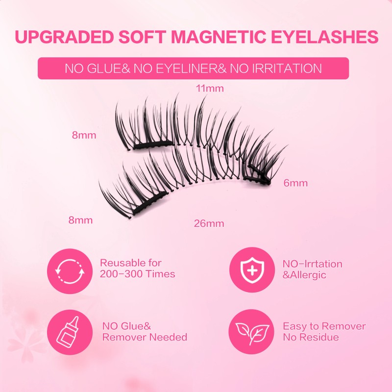 Professionally Manufactured Magnetic Eyelashes Wispy Look No Glue Needed Reusable