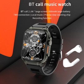 A70 1.96 Inches Smartwatch IP68 Waterproof Sports Watch BT5.0 Intelligent Watch Fitness Tracker Multifunctional Watch Compatible with Android4.4/ iOS8.0