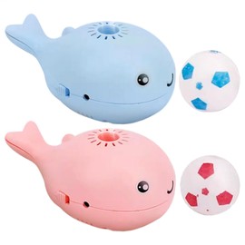 Whale Interactive Cat Toy,2pack Electric Floating Flying Ball for Cat,Automatic Moving Ball Balancing Blowing Games,Floating Football Keep Cats Entertained,with 2 Small Balls