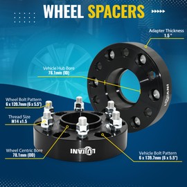 LUJIANI 6 Lug 6x5.5 Wheel Spacers,1.5 inch 6x139.7mm Tire Spacers M14x1.5 Studs 78.1mm Bore Hubcentric Forged Spacer, 4 Pack Hub Centric Wheel Spacers Compatible with Chevy GMC 99-21 Silverado 1500