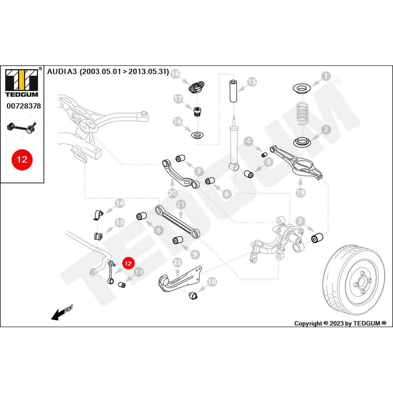 TEDGUM 00728378 Stabiliser Attachment Rear Left / Right