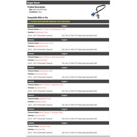 Oxygen Sensor - Compatible with 2012-2017 Chevy Traverse 3.6L V6 LLT VIN D FI Naturally Aspirated