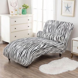 Printed Armless Chaise Lounge Indoor Slipcover Stretch Chair Covers for Living Room Bedroom Stretch Armless Lounge Chaise Slipcover(D)