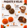 Paquete para altar de muertos 6 velas artesanales cempasuchil, arriz