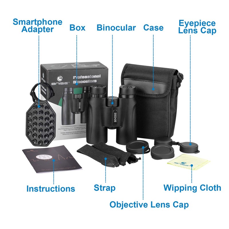 BNISE Binoculars for Adults, 10X42 Roof Prism Low Light Vision