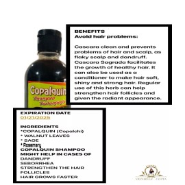 Vanessa Producto 100% Natural Mexicano 2 BOTTLES, HAIR REGROWTH SHAMPOO COPALQUIN, SULFATE & PARABEN FREE, 100% NATURAL