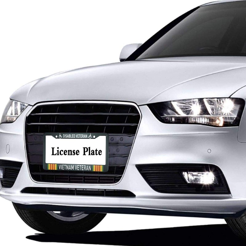 HOSNYE Disabled Vietnam Veteran License Plate Frame Metal License Plate