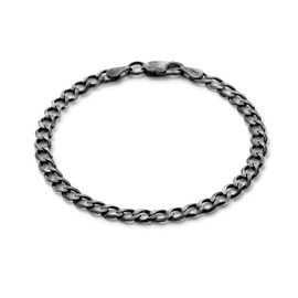 STERLL Men's Silver Bracelet Real Silver Black Oxidised Eco Packaging Gifts for Men, Sterling Silver, without stone