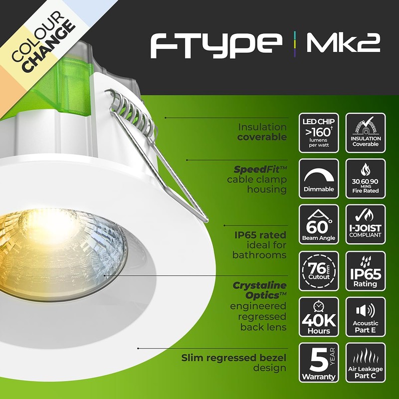 Luceco FType Regressed Mk2 Power Change and 4Colour 2700K, 3000K,