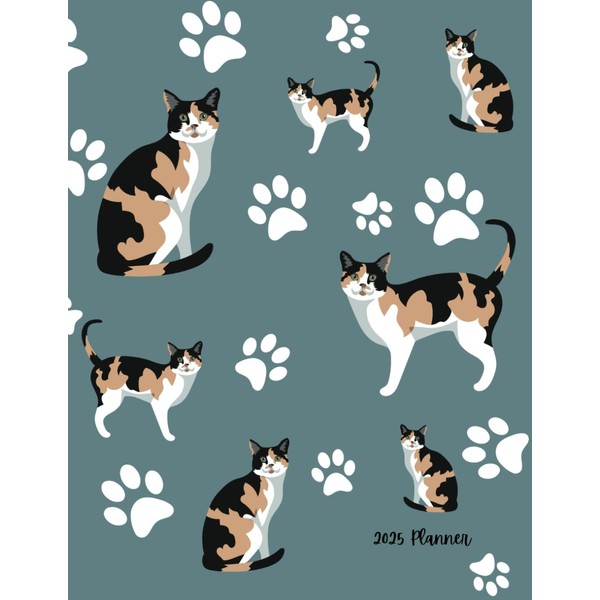 2025 Planner: Calico Cat Paw Print Pattern Cover - Dated