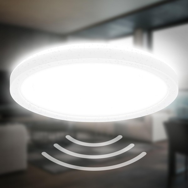 B.K.Licht - LED Ceiling Light with Motion Sensor, Flat, IP44