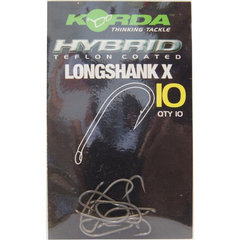 Korda Longshank X Carp Hooks, Size 10, Barbed, Long Shank