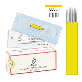 AWAKEN Microblading Needles 21 Pin Double Flat for Eyebrows Lips Disposable Pre Sterile Eo Gas Permanent Makeup Tattoo 0.25 mm / 50 Pieces (21 DU)