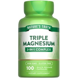 Nature's Truth Triple Magnesium Complex Supplement | 100 Capsules | 420 mg Magnesium Oxide, Citrate & Aspartate | Non-GMO & Gluten Free