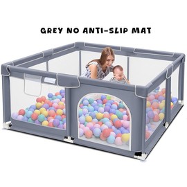 Baby Playpen, Sturdy & Safe Playard with Soft Breathable Mesh for Indoor & Outdoor Use, Portable Baby Fence for Babies & Toddlers,Gift,Black:_Grey (Playpen Only)