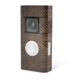 MightySkins Carbon Fiber Skin Compatible with Ring Video Doorbell Plus - Brown Linen | Protective, Durable Textured Carbon Fiber Finish | Easy to Apply