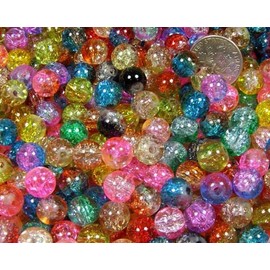50pcs Mix 2-Tone Crackle Lampwork Glass Round Beads 8mm ~Loose Beads~ Over 16colors Mixed