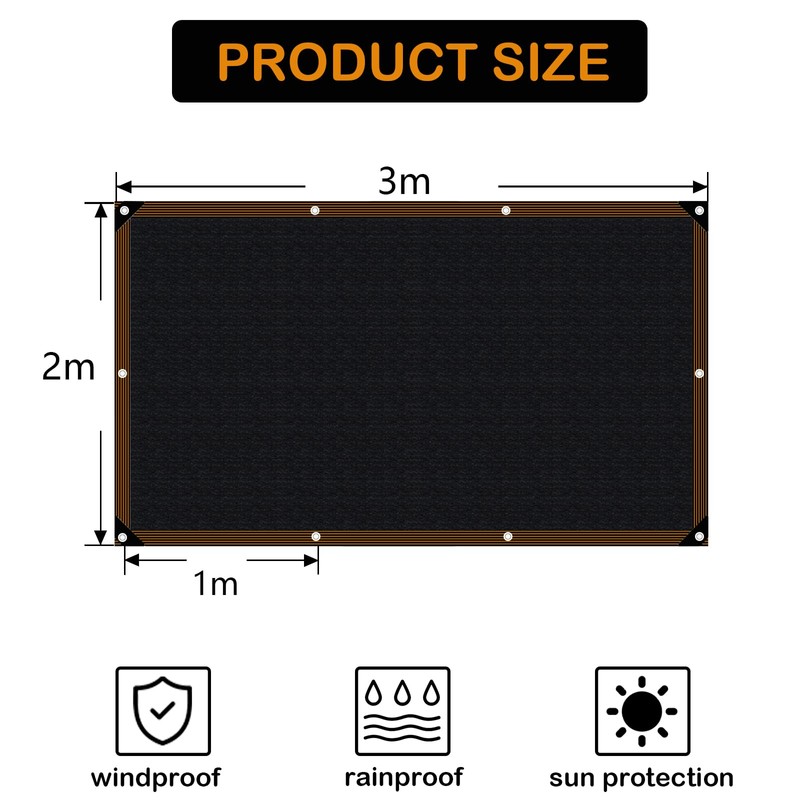 BCBIG Rectangular Sun Shade Sail for Balcony, Shade Net Greenhouse