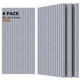 4 Pack Bilayer Acoustic Panels, 48” x 24” x 0.72” Sound Proof Panels for Walls, Large Art Wall Panels for Echo Absorption,Acoustical Barrier of Polyester Fiber,Silver Grey
