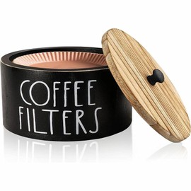 QRZLP Coffee Filters Holder, Wooden Coffee Filter Storage Container with Lid Farmhouse Coffee Filter Dispenser Pod Organizer for Coffee Bar Counter.