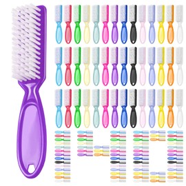LECEHIVO 140 Pcs Handle Grip Nail Brush Bulk Hand Cleaning Brushes Pedicure Manicure Tools Soft Stiff Bristles for Cleaning Fingernails, Nail and Toe(Multicolor)