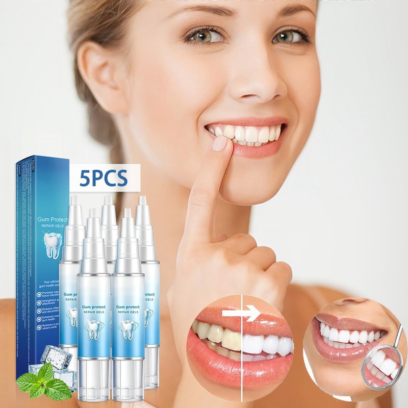 5Pcs Mullein Gum Repair Gel, Teeth Whitening Essence Pen, Fresh