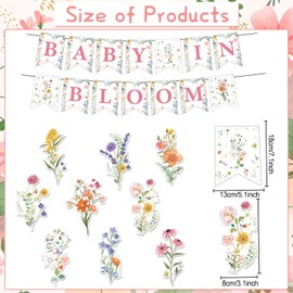 Eiapadeor Baby in Bloom Baby Shower Decorations, Floral Baby Shower Hanging Banner Sign Decor, Summer Wildflowers Decorations Floral Flower Theme Banners for Girls Women