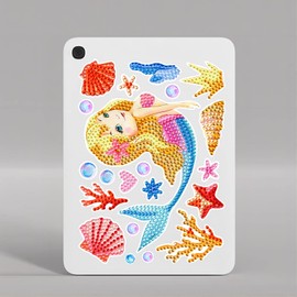 FLYSONG Diamond Art Kits for Kids Adults,DIY Cartoon Mermaid/ 22 Pcs Creative Diamond Art Stickers - Gem Painting Craft Mosaic Stickers by Number Kits (Mermaid/)