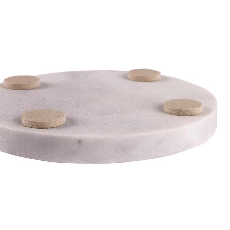 6x White 10cm Marble Round Coasters - Rustic Stone Home