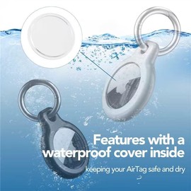 SPGUARD 4er Pack Air Tag Anhänger für Kratzschutz, wasserdichte Hülle für AirTag mit Edelstahl Keychain, Airtag Schlüsselanhänger, Airtag Case Cover mit Frontabdeckung, PC Schutzhülle für Airtag