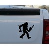 Bigfoot Lumberjack Logger with Axe and Chainsaw Black Decal Sticker