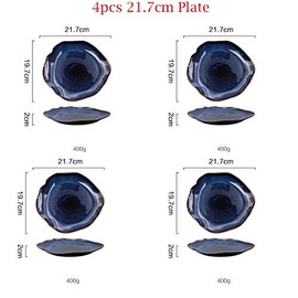 KINGLANG Nordic Ceramic Household Pottery Irregular Salad Platter Klin Glaze Dinner Plat Plate-Set of 4