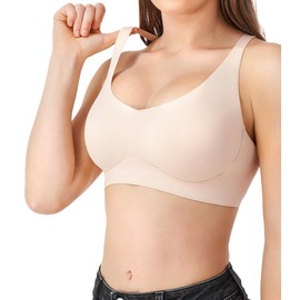 DAVID ARCHY Wireless Seamless Bras for Women No Underwire Full Coverage Bralette Comfortable Push up Soft Everyday Bra (XL, Nude)