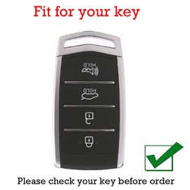 KUNIO Car Key Fob Cover Case Fit for Hyundai Genesis G70 G80 G90 2017 2018 2019 2020 Key Protective Cover Keychain Leather Key Holder 4 Buttons Brown