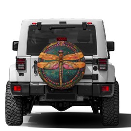 KiuLoam Vintage Mandala Dragonfly Spare Tire Cover Waterproof Dust-Proof Universal Sunscreen Wheel Tire Covers Fit for Trailer, RV, SUV and Many Vehicle 16 Inch