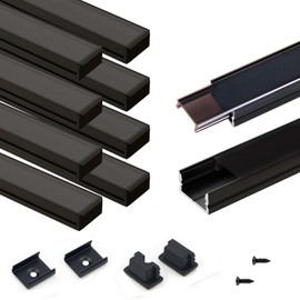 VST 10 Pack 3.3ft/1M LED Aluminum Channel U Shape with Smoke Transparent Clear Cover for Strip Lights Installation,Easy to Cut,Professional Look LED Strip Diffuser Cover Track