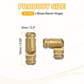 PATIKIL Hidden Brass Barrel Hinges 0.6"x0.2", 30 Pcs Invisible Hinges Folding Support Concealed Cylinder Hinge for DIY Jewelry Cabinet Door Wooden Box, Gold