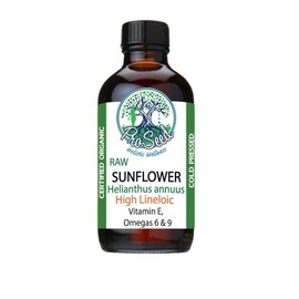 ProSeed Handmade Cold-Pressed Organic Sunflower Seed Oil – Virgin & Unrefined Helianthus Annuus for Skin, Hair and Moisturizing – Rich in Vitamin E, Omega 6 & 9 – Amber Glass Bottle (4oz)