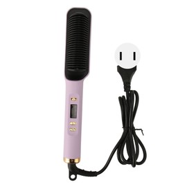 Negative Ion Hair Straightener Brush LCD Display Dual Use Heated Hair Curler and Straightener Comb 110‑