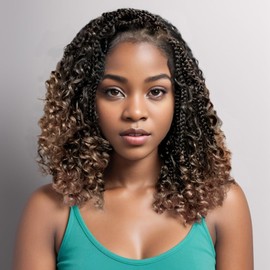 Goddess Box Braids Crochet Hair Box Braids Crochet Hair For Black Women Pre Looped Crochet Hair with Curly Ends Bohemian Crochet Box Braids Crochet Hair(10inch(Pack of 8),T30)