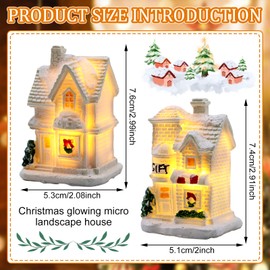 UOY Christmas Village Illuminated, Pack of 2 Christmas Village with Lighting, Christmas Village with Lighting, Christmas House Miniature Christmas Village Christmas Decoration