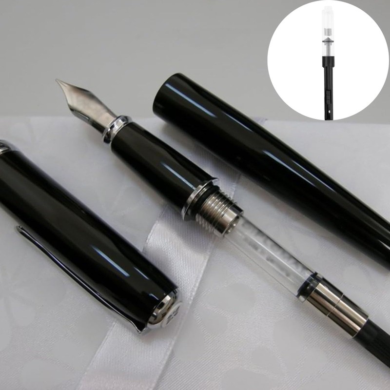 6 Pack Black Universal Fountain Pen Ink Converter, Push in