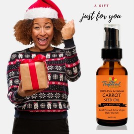 Tropical Holistic 100% Pure Natural Carrot Seed Oil 2oz, Premium Grade Cold Pressed Unrefined Beauty Oil For Youthful, Radiant Skin, Face, Hair, Anti Wrinkle, Brightening & Moisturizing