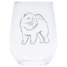 Chow Chow themed, dog stemless wine glass, 17 oz.