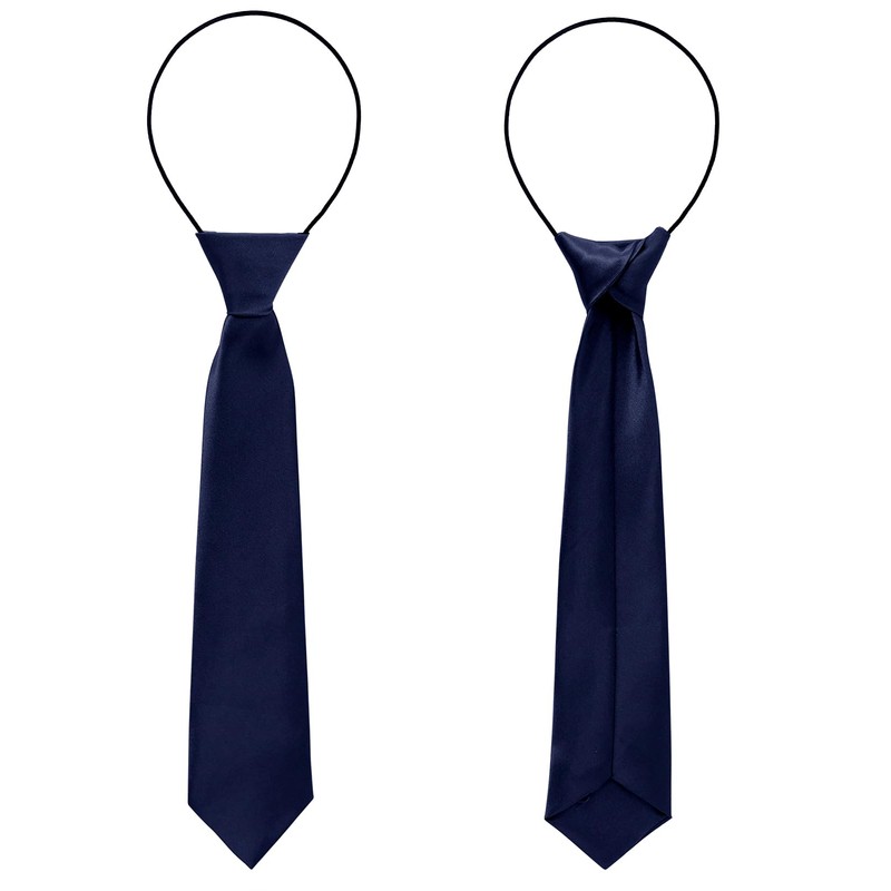 MESU Pre-Tied Kids Necktie Satin Plain Colored Tie Blue