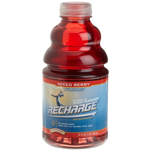 R.W. Knudsen Recharge Sports Drink, Mixed Berry, 32-Ounce Bottles (Pack of 12)